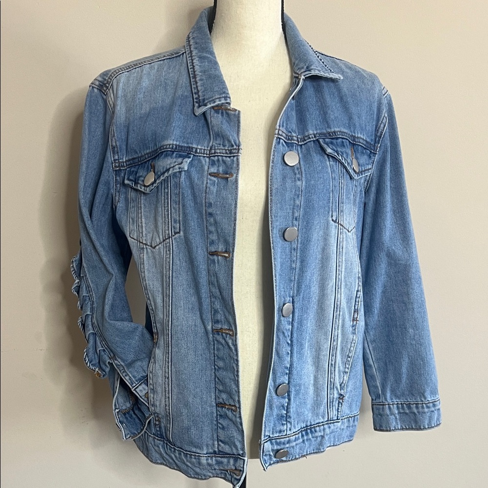 👖↖️💈Ruffled Denim Jacket - Picture 7 of 8